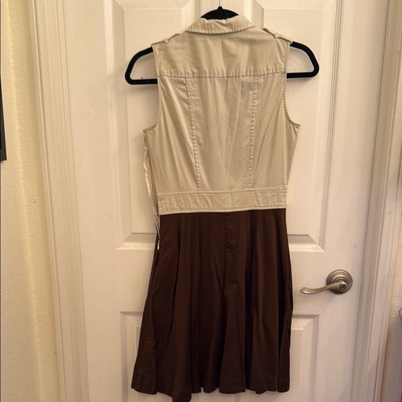ANTONIO MELANI Beige and Brown Midi Button Up Dress - Picture 2 of 5